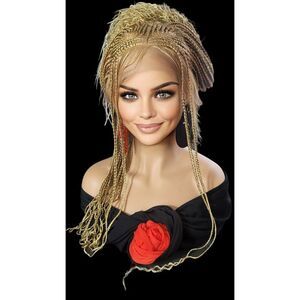 Braided Full Lace Wigs, 24" Knotless Braids Wig with Ghana Weave Blonde Wig NWT